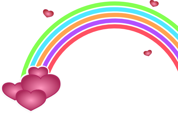 a rainbow with hearts